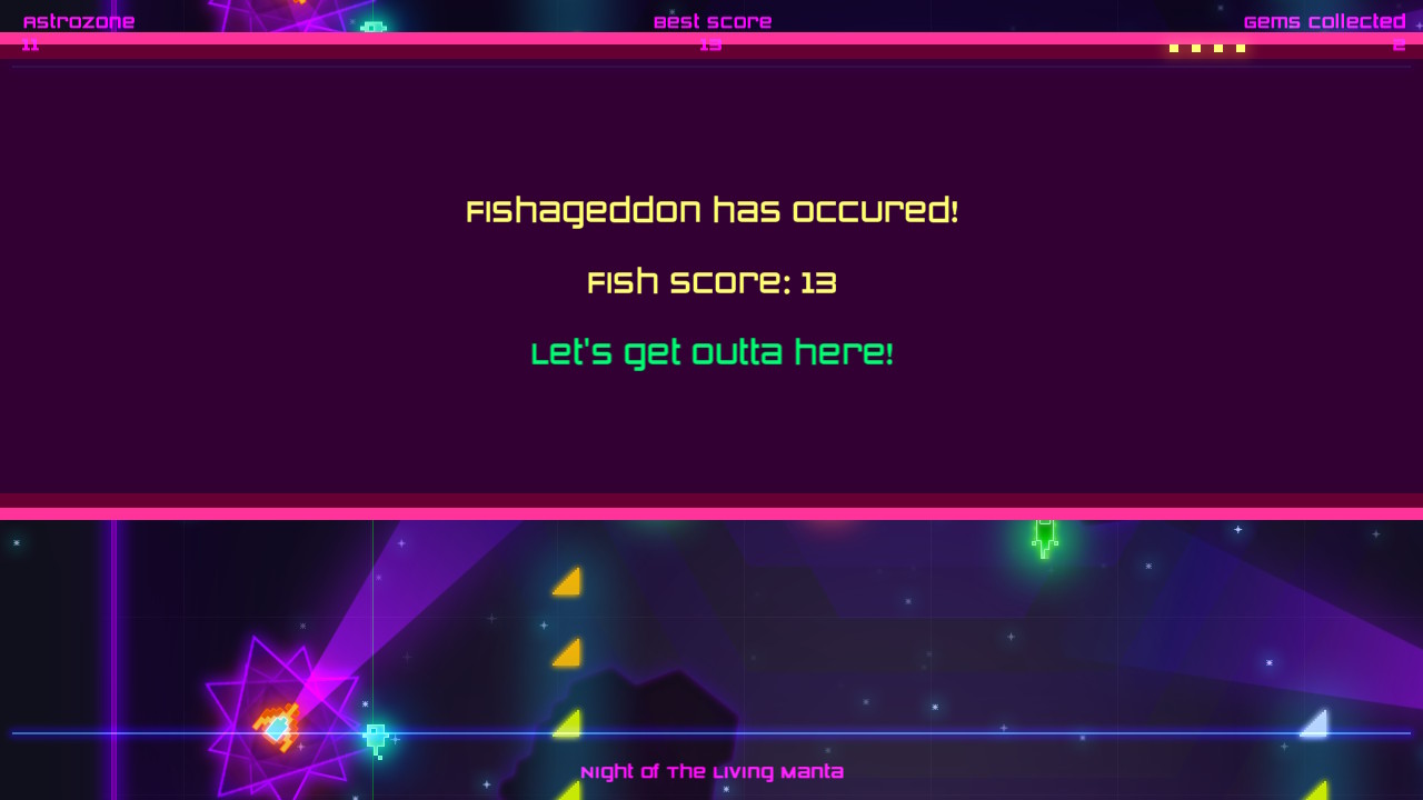 Screenshot: Death Ray Manta SE local leaderboards showing 13 as the fish score